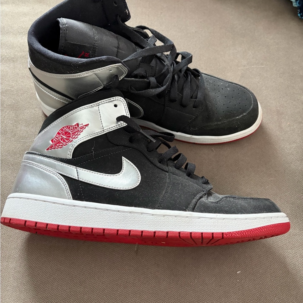 Jordan Black and Red High-Top Sneakers